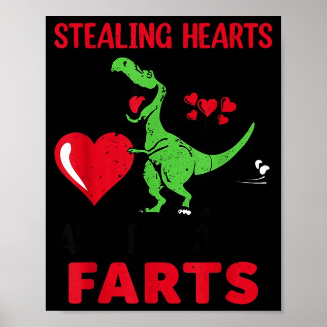 Stjäl hjärtan och sprutar ut fjärtar T-Rex söt lil Poster (Framsidan)