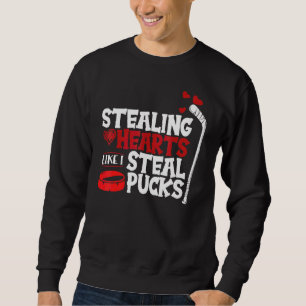 Stjäl hjärtan som jag stjäl puckar Hockey Valentin Lång Ärmad Tröja