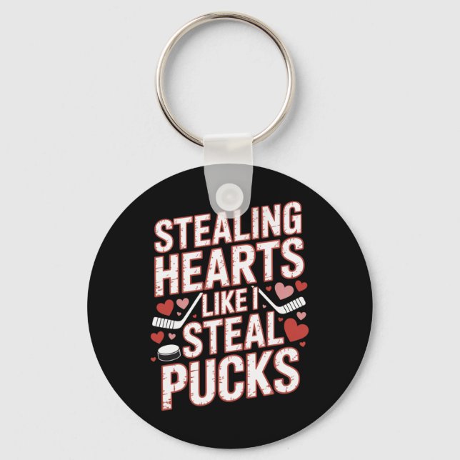 Stjäl hjärtan som jag stjäl puckar Hockey Valentin Nyckelring (Framsida)