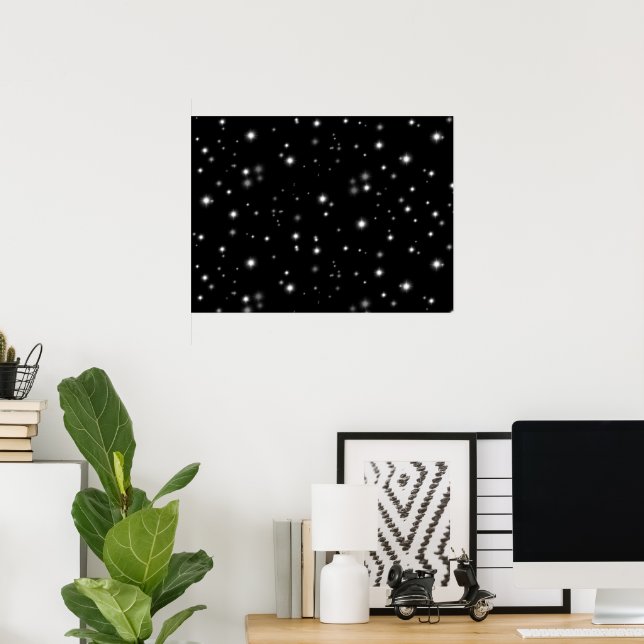 Stjärlja Sparkles Black and White Stars Poster (Hemmakontoret)
