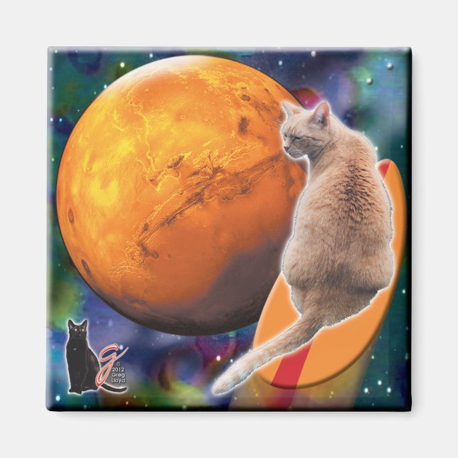 Stjärn Surfande-Katt Chilipeppar Magnet (Framsidan)