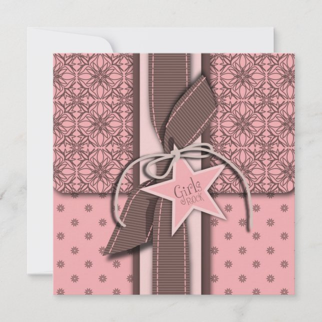 Stjärna är Born Girl Baby Shower-tävlingen Inbjudningar (Framsida)