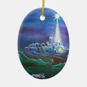 Stjärna av Bethlehem den ovala prydnaden Julgransprydnad Keramik