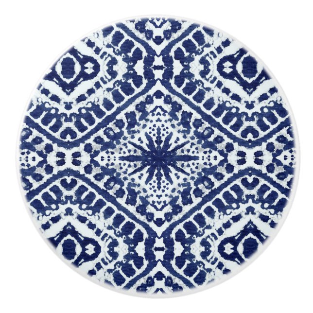 Stjärna Batik Beach Ocean Navy Blue White Modern  Knopp (Framsidan)