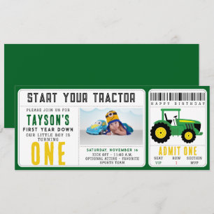 Stjärna din traktor 1:a födelsedag Grupptema Inbjudningar