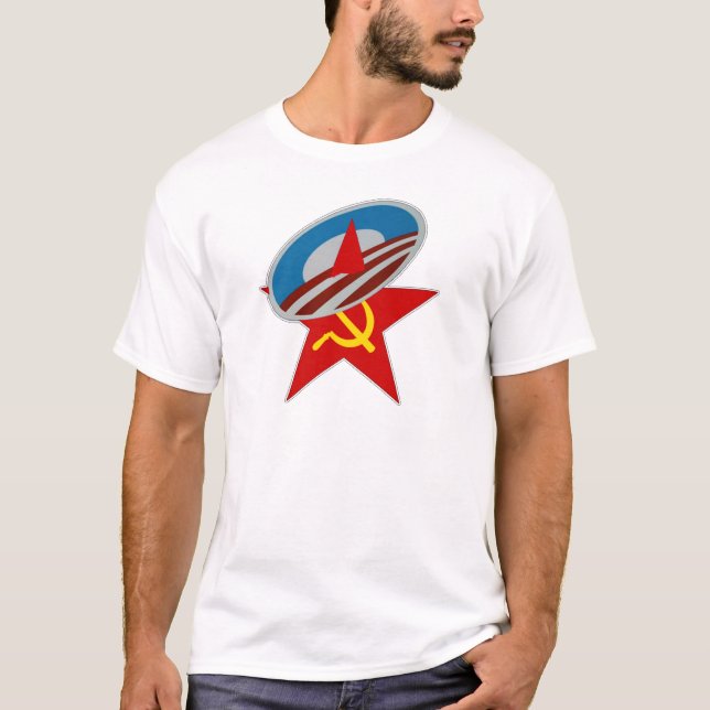 Stjärna för Obama symbolsocialist Tee Shirt (Framsida)