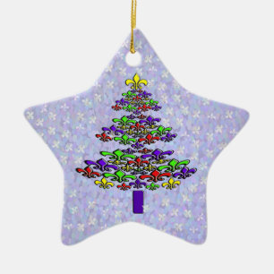 Stjärna för personligFleur de Lis julgran Julgransprydnad Keramik