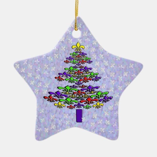 Stjärna för personligFleur de Lis julgran Julgransprydnad Keramik (Framsidan)
