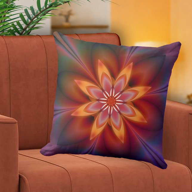 Stjärna för rekreativ konstnärligt utrymme kudde (Artistic retro space star design pillow in warm and vibrant colors)