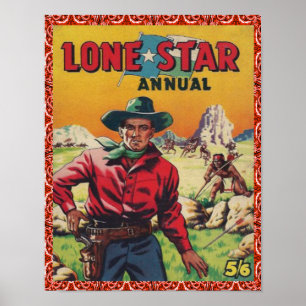 Stjärna för western Cowboy för vintage Lone Poster