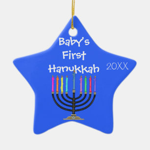 STJÄRNA FORMAD BABY FÖRSTA HANUKKAH prydnad Julgransprydnad Keramik