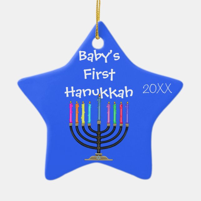 STJÄRNA FORMAD BABY FÖRSTA HANUKKAH prydnad Julgransprydnad Keramik (Framsidan)