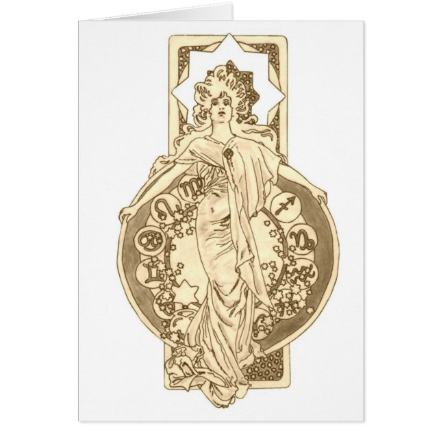 Stjärna fylld Zodiac Hälsningskort (Framsidan)