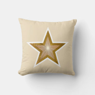 Stjärna (Guld) Vit, rund, vit kräm Kudde