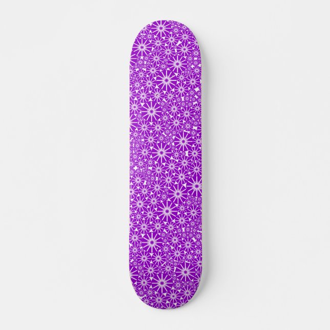 Stjärna-hjulets Abstrakt - Lila på vitt Skateboard Bräda 21,5 Cm (Framsida)