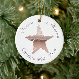 Stjärna i himlens hågkomst ro guld stjärna vit julgransprydnad keramik