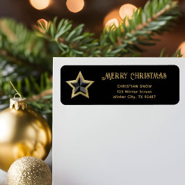 Stjärna i Returetiketterna Black och Faux Guld Returadress Etikett