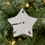 Stjärna i Trendiget Sand Dollar Beach Coastal Whit Julgransprydnad Keramik<br><div class="desc">Designad med bilden av sanddollar och segelceller i bakgrunden,  är det här perfekt för strandhus eller jul,  helgdag!</div>