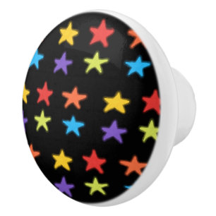 Stjärna - lätt keramiskt nav (Multi & Black) Knopp