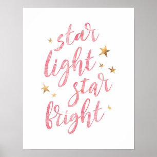 Stjärna, ljusstjärnig, rosa, poster