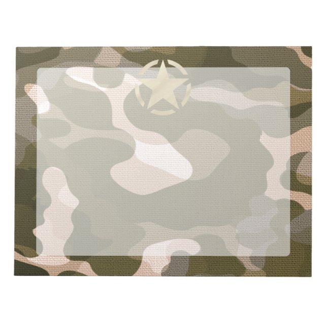 Stjärna Märkre på Burlap Camouflage Stil Anteckningsblock (Framsida)