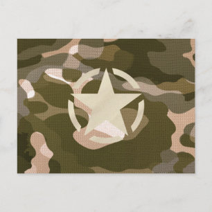Stjärna Märkre på Burlap Camouflage Stil Vykort