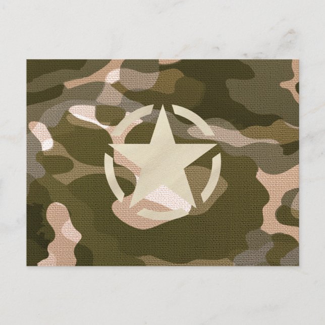 Stjärna Märkre på Burlap Camouflage Stil Vykort (Framsida)