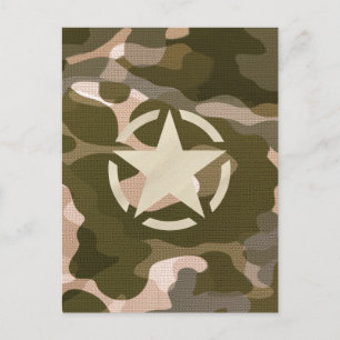 Stjärna Märkre på Burlap Camouflage Stil Vykort