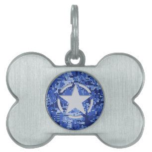 Stjärna Märkrn Decal Navy Blue Camo ID-bricka Husdjur