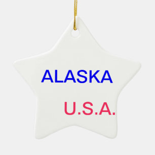 Stjärna med alaska och juneau på honom julgransprydnad keramik