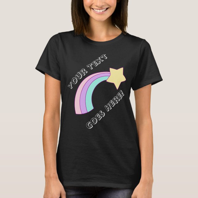 Stjärna med cute-regnbåge med text t-shirt (Framsida)