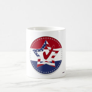 Stjärna med USA-flagga, röd bock & 50 stjärnor - r Kaffemugg