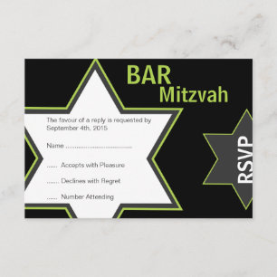 Stjärna mot David Pub Mitzvah Bright Grönt & Grått OSA Kort