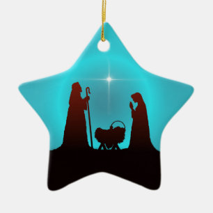 STJÄRNA & NATIVITY för 3 WISEMEN av SHARON SHARP Julgransprydnad Keramik