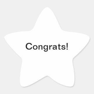 Stjärna och Gratulerar! Stjärnformat Klistermärke