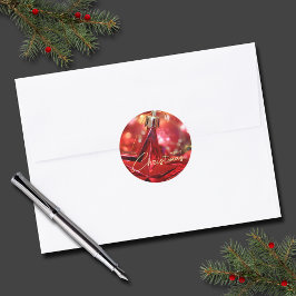 Stjärna, prydnadsjul, liten runt klistermärke