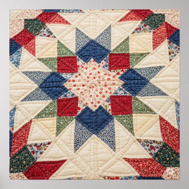 Stjärna - Quilt-grafik Poster (Framsidan)
