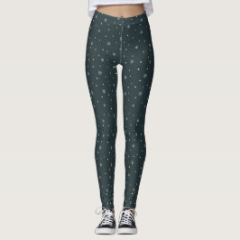 Stjärna Snö Mörk Grått Mönster Leggings