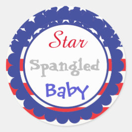 Stjärna Spanged Baby Shower-etikett Runt Klistermärke