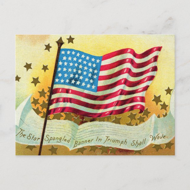 Stjärna Spanged Banner American Flagga Postcard Vykort (Framsida)