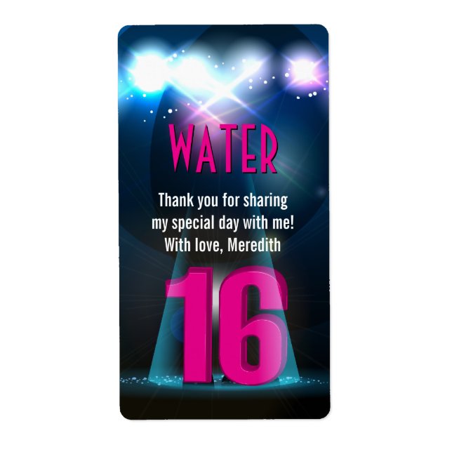 Stjärna, spotlight Rosa Sweet 16 Favor Fraktsedel (Framsidan)