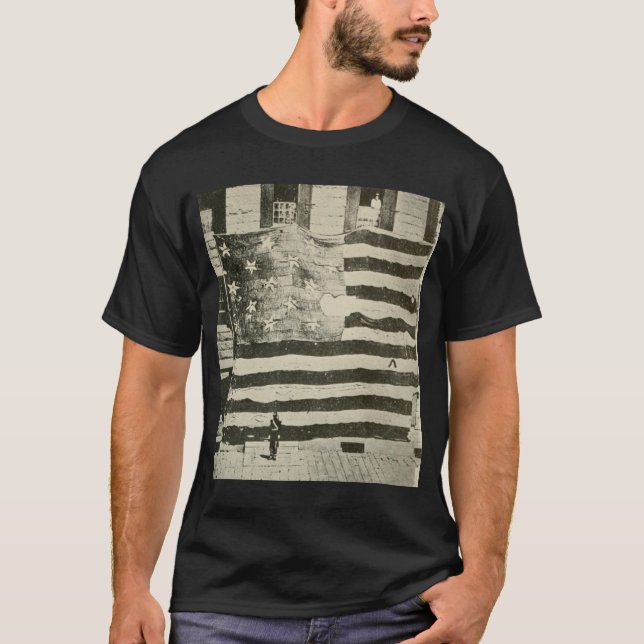 Stjärna-spridd banderoll: amerikansk Flagga på Vis T Shirt (Framsida)