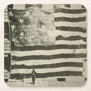 Stjärna-spridd banderoll: amerikansk Flagga på Vis Underlägg Papper Kvadrat