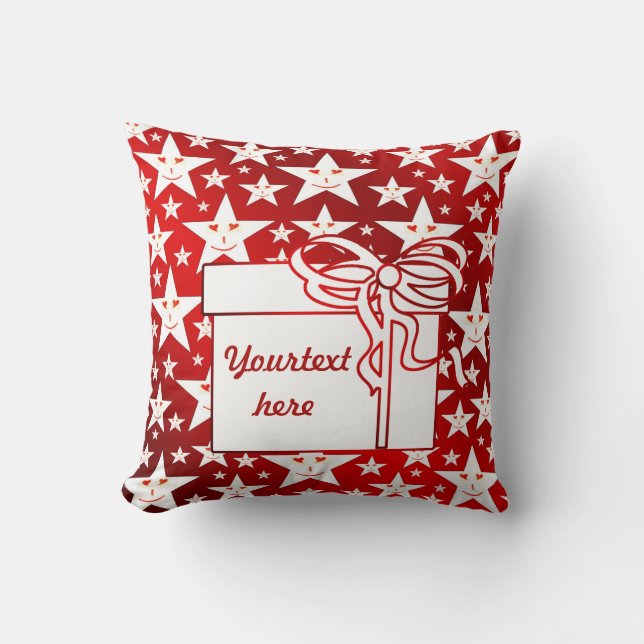 stjärna, stjärnor, fantasi, glansig, röd, julklapp kudde (Framsida)