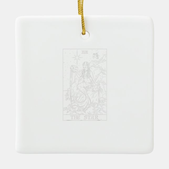 Stjärna Tarot Card Halloween Sjöjungfru Gothic Wit Julgransprydnad Keramik (Framsida)
