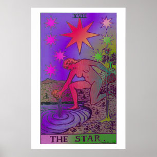 Stjärna Tarot Card Psychedelic Poster
