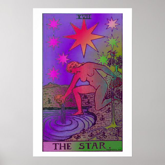 Stjärna Tarot Card Psychedelic Poster (Framsidan)