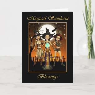 Stjärna tre Witch Magic Samhain Blesscard Helgkort