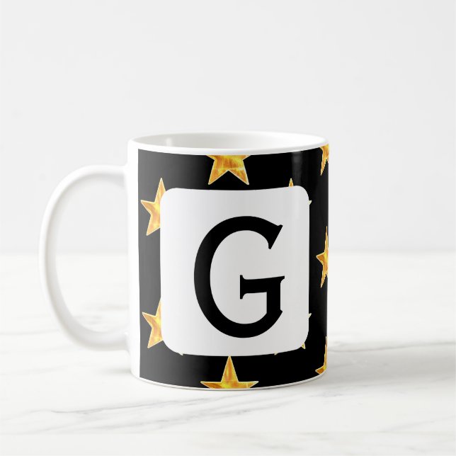 Stjärna varje svartlistad monogram-Gult som initia Kaffemugg (Vänster)