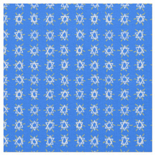 Stjärna vid David Hanukkah Mönster Blue White Tyg